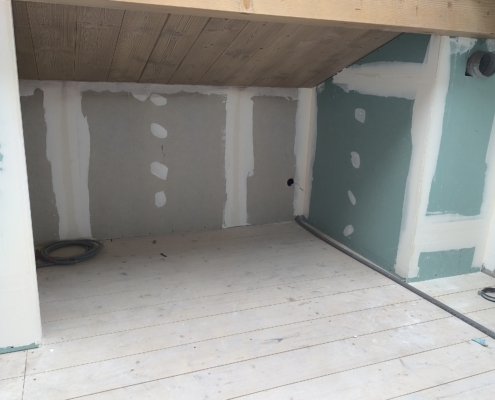 Préparation des murs dans le chalet à les houches